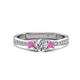 1 - Aniyah 0.72 ctw (5.00 mm) Classic Three Stone Round Lab Grown Diamond and Pink Sapphire Engagement Ring 