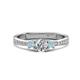 1 - Aniyah 0.68 ctw (5.00 mm) Classic Three Stone Round Lab Grown Diamond and Aquamarine Engagement Ring 