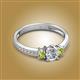 2 - Aniyah 0.74 ctw (5.00 mm) Classic Three Stone Round Lab Grown Diamond and Peridot Engagement Ring 