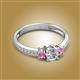 2 - Aniyah 0.72 ctw (5.00 mm) Classic Three Stone Round Lab Grown Diamond and Pink Sapphire Engagement Ring 