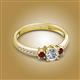 2 - Aniyah 0.74 ctw (5.00 mm) Classic Three Stone Round Lab Grown Diamond and Red Garnet Engagement Ring 