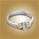 2 - Aniyah 0.71 ctw (5.00 mm) Classic Three Stone Round Lab Grown Diamond and Yellow Diamond Engagement Ring 