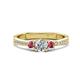 1 - Aniyah 0.68 ctw (5.00 mm) Classic Three Stone Round Lab Grown Diamond and Pink Tourmaline Engagement Ring 