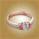 2 - Aniyah 0.68 ctw (5.00 mm) Classic Three Stone Round Lab Grown Diamond and Pink Tourmaline Engagement Ring 