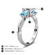 5 - Michele 1.56 ctw (5.50 mm) 3 Stone Princess Cut Natural Diamond and Blue Topaz Twisted Vine Engagement Ring 