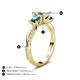 5 - Michele 1.52 ctw (5.50 mm) 3 Stone Princess Cut Natural Diamond and London Blue Topaz Twisted Vine Engagement Ring 