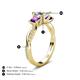 5 - Michele 1.52 ctw (5.50 mm) 3 Stone Princess Cut Natural Diamond and Amethyst Twisted Vine Engagement Ring 