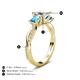 5 - Michele 1.56 ctw (5.50 mm) 3 Stone Princess Cut Natural Diamond and Blue Topaz Twisted Vine Engagement Ring 