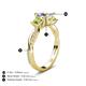 5 - Michele 1.56 ctw (5.50 mm) 3 Stone Princess Cut Natural Diamond and Peridot Twisted Vine Engagement Ring 