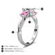 5 - Michele 1.52 ctw (5.50 mm) 3 Stone Princess Cut Natural Diamond and Pink Sapphire Twisted Vine Engagement Ring 