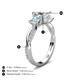 5 - Michele 1.52 ctw (5.50 mm) 3 Stone Princess Cut Natural Diamond and Aquamarine Twisted Vine Engagement Ring 