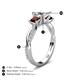 5 - Michele 1.56 ctw (5.50 mm) 3 Stone Princess Cut Natural Diamond and Red Garnet Twisted Vine Engagement Ring 