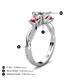 5 - Michele 1.52 ctw (5.50 mm) 3 Stone Princess Cut Natural Diamond and Pink Tourmaline Twisted Vine Engagement Ring 