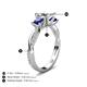 5 - Michele 1.52 ctw (5.50 mm) 3 Stone Princess Cut Natural Diamond and Blue Sapphire Twisted Vine Engagement Ring 