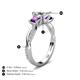 5 - Michele 1.52 ctw (5.50 mm) 3 Stone Princess Cut Natural Diamond and Amethyst Twisted Vine Engagement Ring 