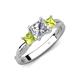 4 - Michele 1.56 ctw (5.50 mm) 3 Stone Princess Cut Natural Diamond and Peridot Twisted Vine Engagement Ring 