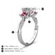 4 - Michele 2.14 ctw (6.50 mm) GIA Certified 3 Stone Princess Cut Natural Diamond (SI/G) and Pink Tourmaline Twisted Vine Engagement Ring 