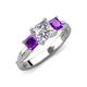 3 - Michele 2.14 ctw (6.50 mm) GIA Certified 3 Stone Princess Cut Natural Diamond (SI/G) and Amethyst Twisted Vine Engagement Ring 
