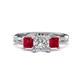 1 - Michele 2.14 ctw (6.50 mm) GIA Certified 3 Stone Princess Cut Natural Diamond (SI/G) and Ruby Twisted Vine Engagement Ring 