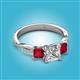 2 - Michele 2.14 ctw (6.50 mm) GIA Certified 3 Stone Princess Cut Natural Diamond (SI/G) and Ruby Twisted Vine Engagement Ring 