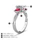 4 - Michele 2.14 ctw (6.50 mm) GIA Certified 3 Stone Princess Cut Natural Diamond (SI/G) and Ruby Twisted Vine Engagement Ring 