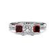 1 - Michele 2.20 ctw (6.50 mm) GIA Certified 3 Stone Princess Cut Natural Diamond (SI/G) and Red Garnet Twisted Vine Engagement Ring 