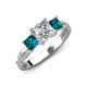 3 - Michele 2.36 ctw (6.50 mm) GIA Certified 3 Stone Princess Cut Natural Diamond (SI/G) and Blue Diamond Twisted Vine Engagement Ring 