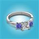 2 - Michele 2.20 ctw (6.50 mm) GIA Certified 3 Stone Princess Cut Natural Diamond (SI/G) and Tanzanite Twisted Vine Engagement Ring 
