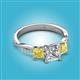 2 - Michele 2.40 ctw (6.50 mm) GIA Certified 3 Stone Princess Cut Natural Diamond (SI/G) and Yellow Sapphire Twisted Vine Engagement Ring 