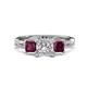 1 - Michele 2.20 ctw (6.50 mm) GIA Certified 3 Stone Princess Cut Natural Diamond (SI/G) and Rhodolite Garnet Twisted Vine Engagement Ring 