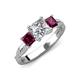 3 - Michele 2.20 ctw (6.50 mm) GIA Certified 3 Stone Princess Cut Natural Diamond (SI/G) and Rhodolite Garnet Twisted Vine Engagement Ring 