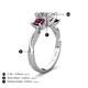 4 - Michele 2.20 ctw (6.50 mm) GIA Certified 3 Stone Princess Cut Natural Diamond (SI/G) and Rhodolite Garnet Twisted Vine Engagement Ring 