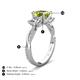 4 - Michele 2.41 ctw (6.50 mm) 3 Stone Princess Cut Peridot and Lab Grown Diamond Twisted Vine Engagement Ring 