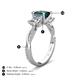 4 - Michele 2.56 ctw (6.50 mm) 3 Stone Princess Cut London Blue Topaz and Lab Grown Diamond Twisted Vine Engagement Ring 