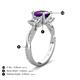 4 - Michele 2.26 ctw (6.50 mm) 3 Stone Princess Cut Amethyst and Lab Grown Diamond Twisted Vine Engagement Ring 