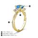4 - Michele 2.41 ctw (6.50 mm) 3 Stone Princess Cut Blue Topaz and Lab Grown Diamond Twisted Vine Engagement Ring 