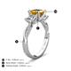 4 - Michele 2.06 ctw (6.50 mm) 3 Stone Princess Cut Citrine and Lab Grown Diamond Twisted Vine Engagement Ring 