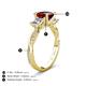 4 - Michele 2.56 ctw (6.50 mm) 3 Stone Princess Cut Red Garnet and Lab Grown Diamond Twisted Vine Engagement Ring 