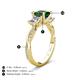 4 - Michele 2.11 ctw (6.50 mm) 3 Stone Princess Cut Lab Created Emerald and Lab Grown Diamond Twisted Vine Engagement Ring 