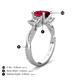 4 - Michele 2.76 ctw (6.50 mm) 3 Stone Princess Cut Lab Created Ruby and Lab Grown Diamond Twisted Vine Engagement Ring 