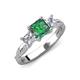 3 - Michele 2.46 ctw (6.50 mm) 3 Stone Princess Cut Lab Created Alexandrite and Lab Grown Diamond Twisted Vine Engagement Ring 
