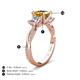 4 - Michele 2.06 ctw (6.50 mm) 3 Stone Princess Cut Citrine and Natural Diamond Twisted Vine Engagement Ring 