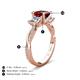 4 - Michele 2.56 ctw (6.50 mm) 3 Stone Princess Cut Red Garnet and Natural Diamond Twisted Vine Engagement Ring 