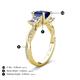 4 - Michele 2.30 ctw (6.50 mm) 3 Stone Princess Cut Created Blue Sapphire and Natural Diamond Twisted Vine Engagement Ring 