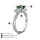 4 - Michele 2.11 ctw (6.50 mm) 3 Stone Princess Cut Created Emerald and Natural Diamond Twisted Vine Engagement Ring 