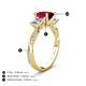 4 - Michele 2.76 ctw (6.50 mm) 3 Stone Princess Cut Created Ruby and Natural Diamond Twisted Vine Engagement Ring 