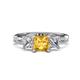 1 - Michele 2.06 ctw (6.50 mm) 3 Stone Princess Cut Citrine and Natural Diamond Twisted Vine Engagement Ring 