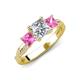 3 - Michele 2.62 ctw (6.50 mm) IGI Certified 3 Stone Princess Cut Lab Grown Diamond (VS1/F) and Pink Sapphire Twisted Vine Engagement Ring 