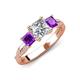 3 - Michele 2.36 ctw (6.50 mm) IGI Certified 3 Stone Princess Cut Lab Grown Diamond (VS1/F) and Amethyst Twisted Vine Engagement Ring 