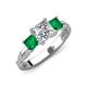 3 - Michele 2.36 ctw (6.50 mm) IGI Certified 3 Stone Princess Cut Lab Grown Diamond (VS1/F) and Emerald Twisted Vine Engagement Ring 
